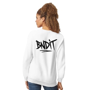 Sudadera urbana Bndit Graphic, jersey urbano con estampado frontal y trasero, etiqueta de grafiti de personaje enmascarado, cuello redondo unisex, estilo urbano vanguardista | BNDIT imagen 2