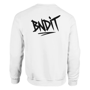 Bndit Graphic Streetwear Sweatshirt, Front & Back Print Urban Pullover, Masked Character Graffiti Tag, Unisex Crewneck, Edgy Street| BNDIT