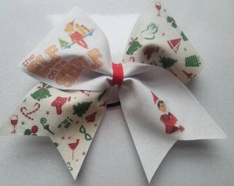 Elf on the Shelf inspired Glitter cheer bow