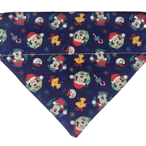 Christmas Disney Mickey Santa reversible dog bandana. Double sided, can be personalised.