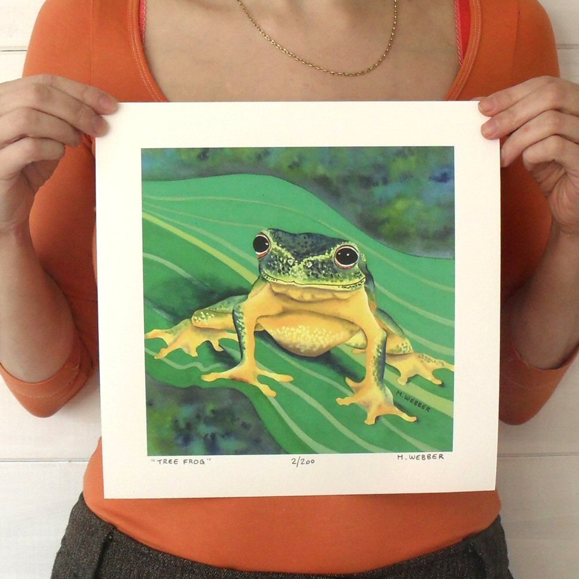 Tree Frog Green and Yellow Amphibian Limited Edition Print - Etsy