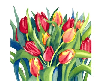 Limited Edition Signed Tulips Botanical Flowers Watercolor Print