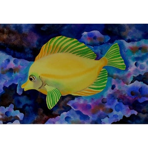 Tropical Fish colourful original painting in Gouache