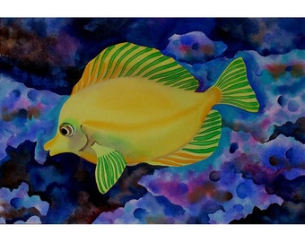Tropical Fish colourful original painting in Gouache