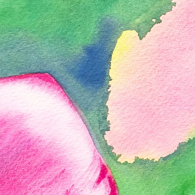 Original Art Watercolor Pencils Painting Pink Flower Calla Lily image 5