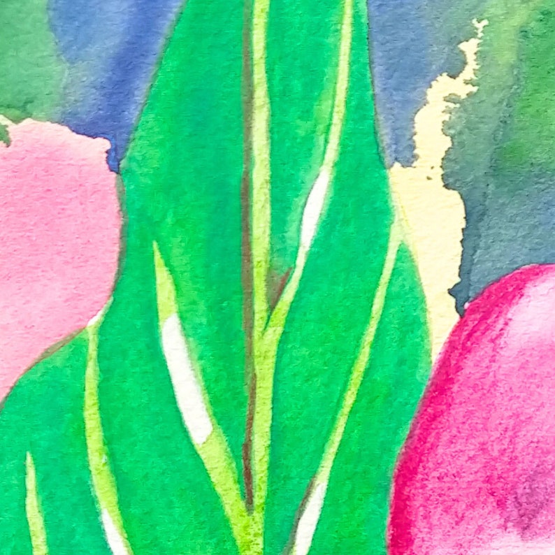 Original Art Watercolor Pencils Painting Pink Flower Calla Lily image 3