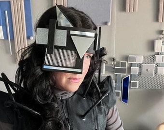 Milog OMKEERBARE veiligheidsbril cyborg-hoofddeksel futuristisch masker kostuum gezichtshoofddeksel