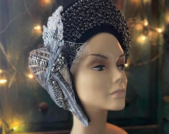 Radiant Midnight Beaded Metallic headdress halo hat costume crown headpiece accessory