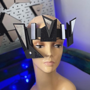 MONOCORE Chrome Futuristic Scifi headpiece geometric headgear costume face halo