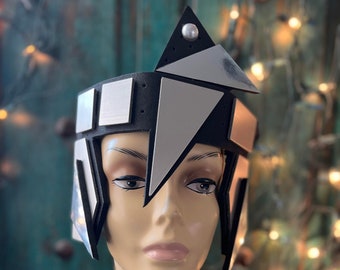 Daleo Chrome Metallic Headgear Sci-Fi Futuristic headdress costume headpiece geometric accessory