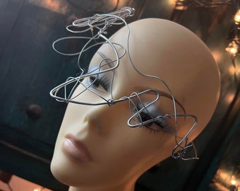 Simple Avant garde Wire Face Frame jewelry headgear halo headpiece mask costume hat accessories