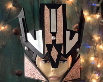 ZELA Cryptic Helmet metallic gezichtsmasker Scifi-hoofddeksel Futuristisch kostuum hoofddeksel kroon