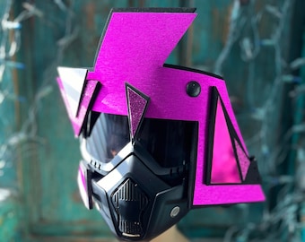 Fusion Fucshia Face Armor Futuristic headdress helmet goggles mask halo hat costume headpiece