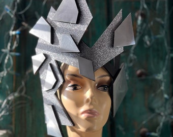 Chrome Core Metallic Headgear Sci-Fi Futuristic headdress costume headpiece geometric accessory