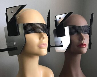 Delorean Guard goggles glasses cyborg head gear futuristic mask costume face headpiece