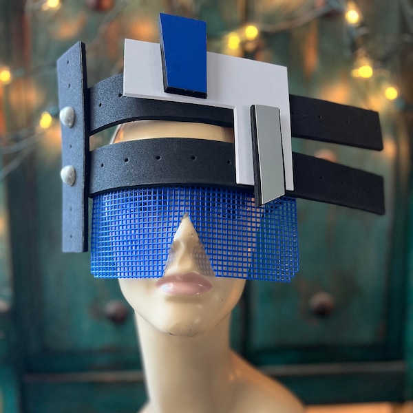Synkopierte Futuristische Kopfbedeckung Brille Netzmaske futuristischer Kopfschmuck Heiligenschein Hut Kostüm Kopfschmuck