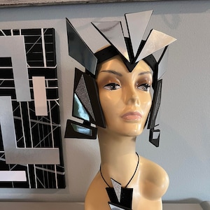 Myfi Scifi Kopfschmuck Kopfbedeckung Kostüm Kopfschmuck geometrisch gespiegelt