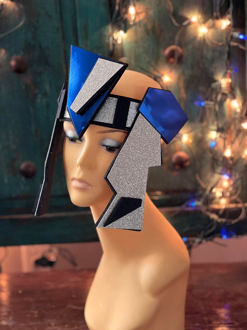 Saturnite droid Headgear Sci-Fi Futuristic headdress costume headpiece geometric accessory image 2
