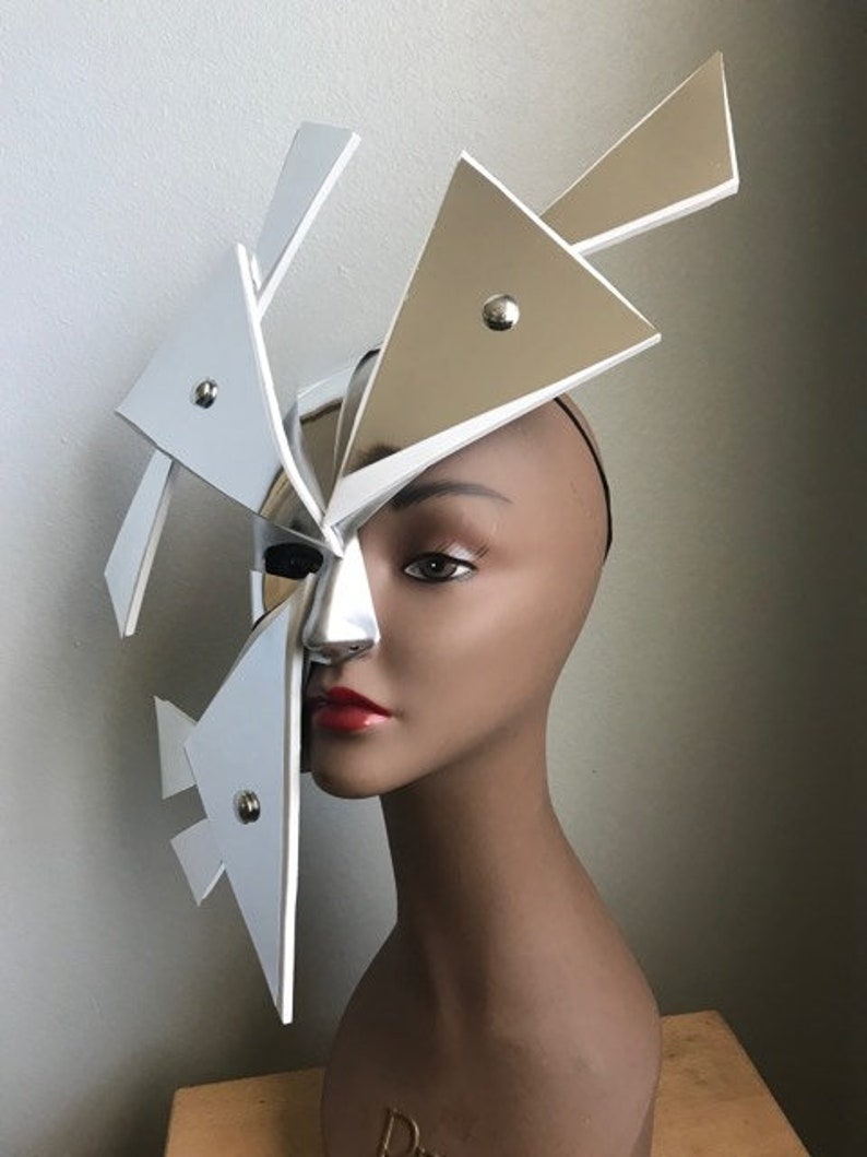 Chrome Droid robot Avant garde headpiece futuristic mask hat Etsy