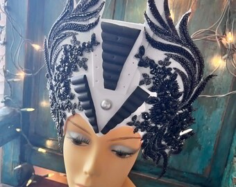 Kisses at Midnight Headdress crown headpiece fascinator hat headdress costume fashion accessory