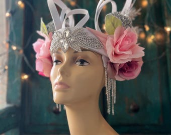 Op rozenwater Alphonse Mucha geïnspireerde hoofdtooi halo kostuum kroon hoofddeksel accessoire