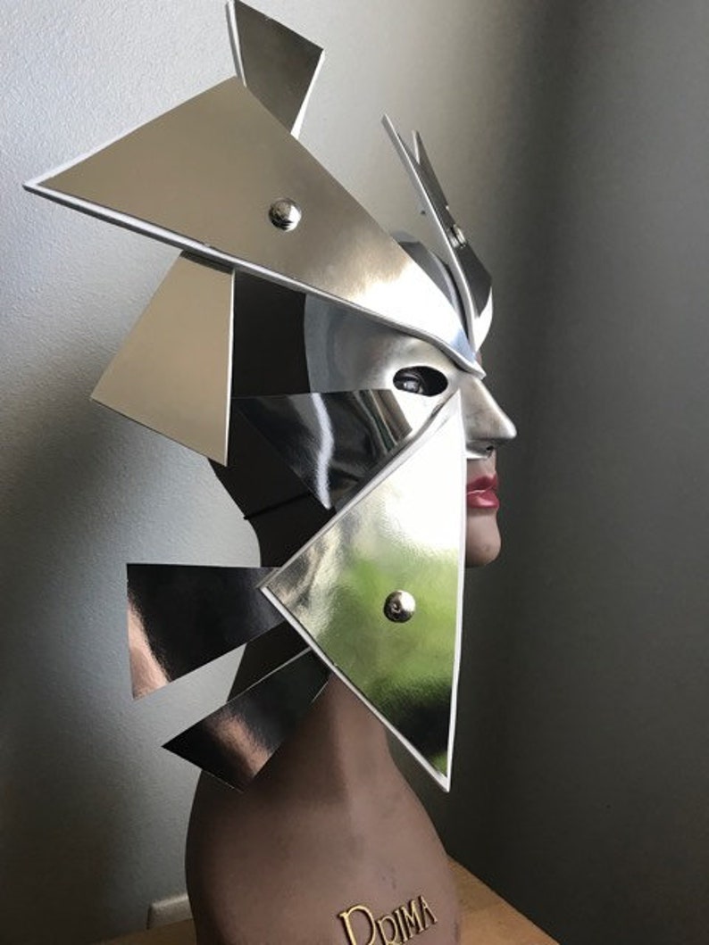 Chrome Droid robot Avant garde headpiece futuristic mask hat Etsy