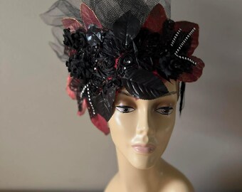 Robijnen 's nachts Vintage art-decostijl hoofddeksel accessoire fascinator