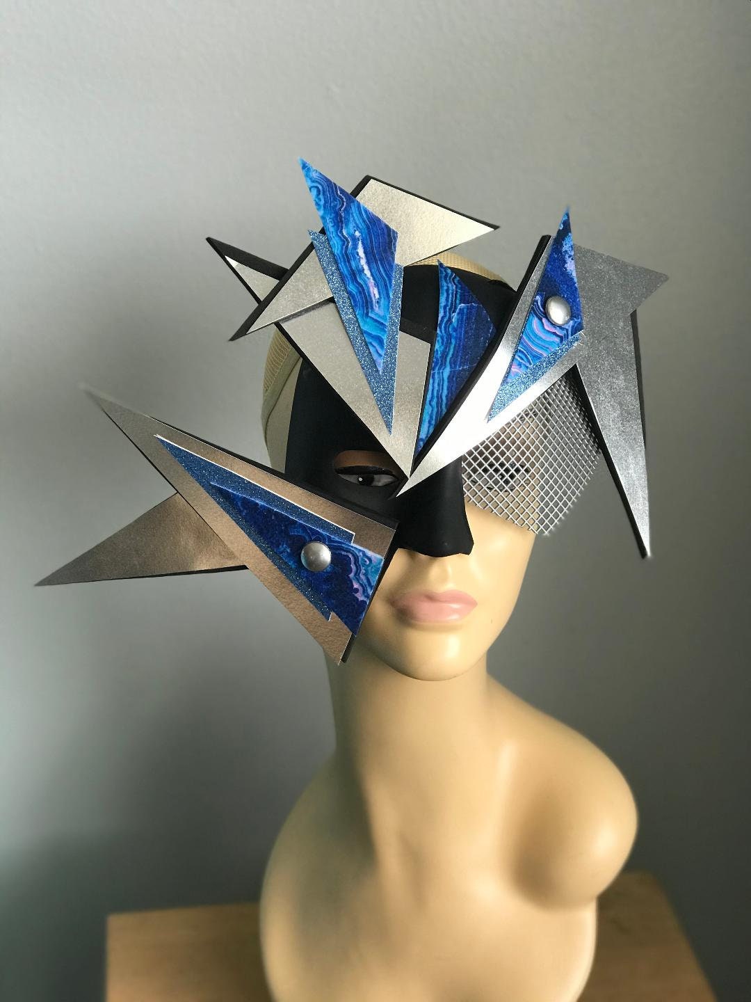 River Riot Matte black half mask Futuristic robot headpiece Etsy