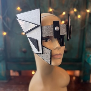 Rivva Futuristic cyborg headgear halo hat headpiece mask costume hat accessories