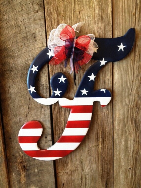 299 Wooden Door Hanger Patriotic Letter F Etsy