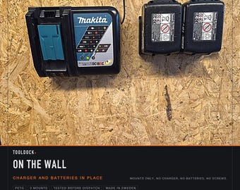 Kit di montaggio a parete per caricabatterie Makita DC18RC e batteria LXT da 18 V / Organizzazione per officina e garage