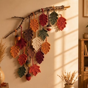 Maple Leaf Garland Crochet Pattern | Autumn Decor DIY,  Crochet Leaves, Thanksgiving Decor | Autumn Appliques, Coasters, Garland Motifs PDF