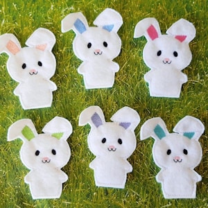 Easter Bunny finger puppets - set of 2 in assorted colors