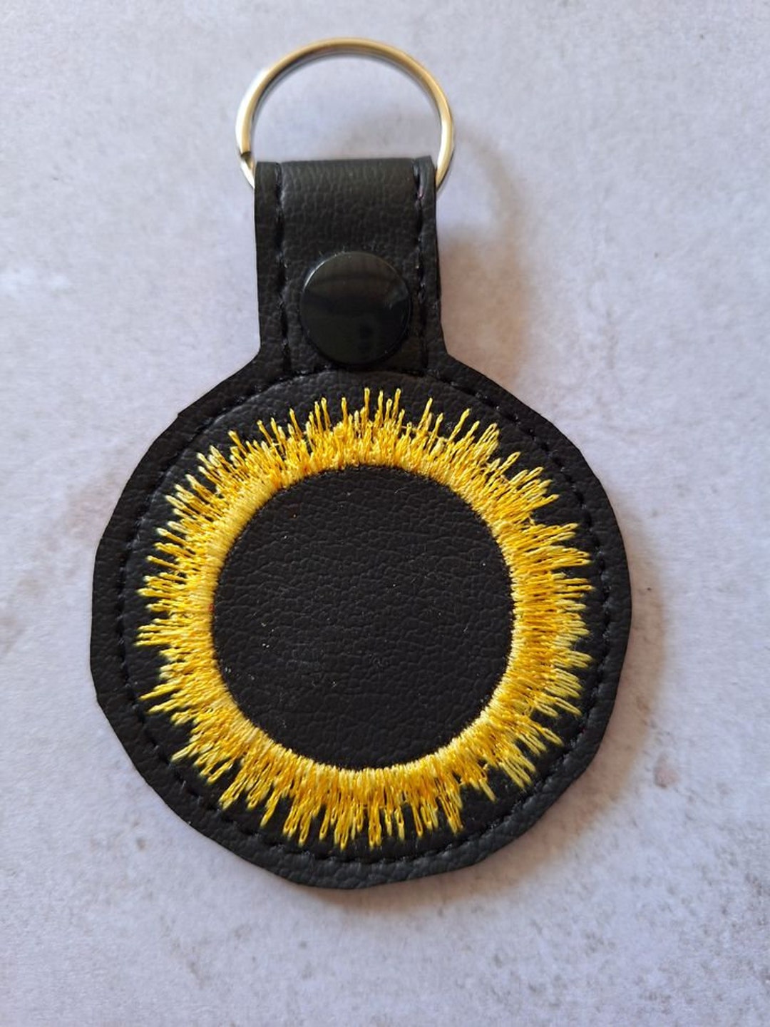 Eclipse Embroidered Vinyl Keychain - Etsy
