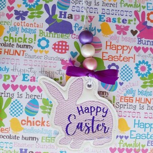 Embroidered Easter ornament - Bunny - Happy Easter