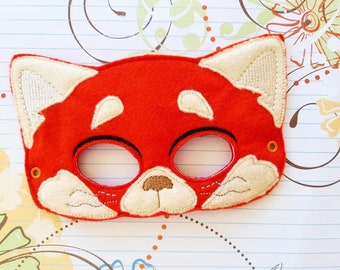 Child's Mask - Red panda - Embroidered felt