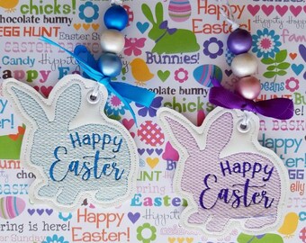 Embroidered Easter ornament - Bunny - Happy Easter