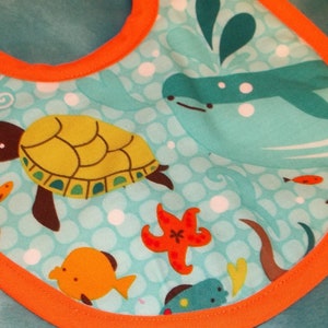 Baby Drool Bib and Paci Holder set - Under The Sea - Sea Turtle or Beluga Whale
