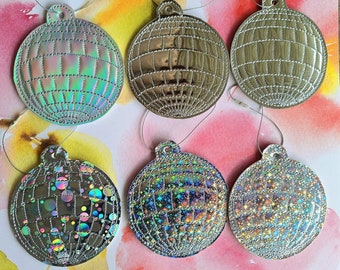 Disco Ball Ornament or Bag Tag in your choice of Silver embroidered vinyl