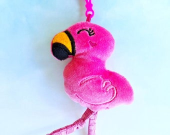 Flamingo plush bag tag