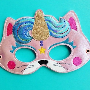 Child's Mask - Unicorn Kitty - Embroidered vinyl Mask