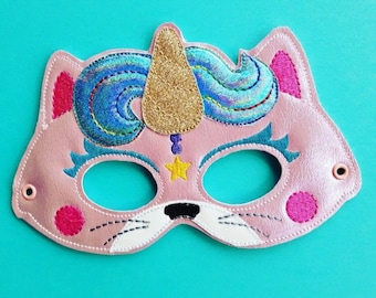 Child's Mask - Unicorn Kitty - Embroidered vinyl Mask