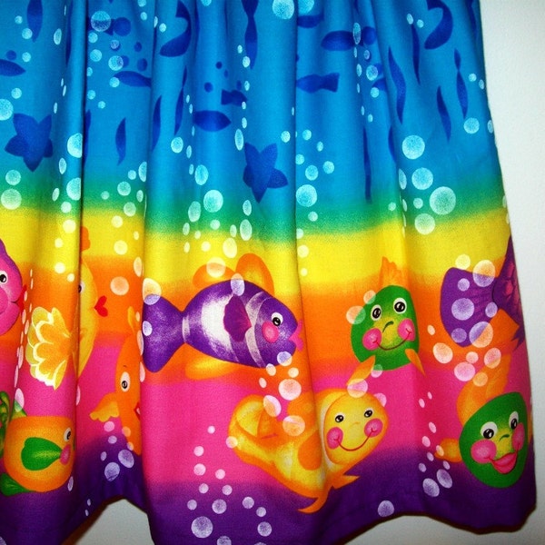 Girls Size 4 to 6x multi-sized Gathered Dress - Nemo - Under the Sea - Bubble Guppies - Rainbow Fish