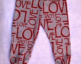 LOVE - Red and Gray Knit Leggings -  Red and Gray -  LOVE - Size 3T