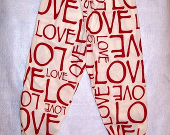 LOVE - Red and Cream Knit Leggings -  Red on Cream -  LOVE - Size 2T