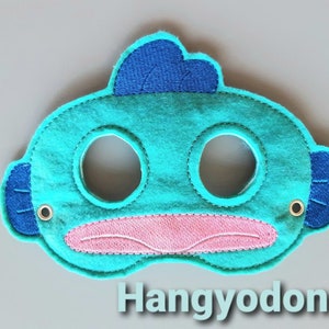 Children's Embroidered felt mask Blue Fish image 2