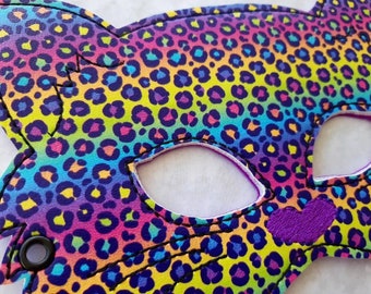 Child's Mask - Rainbow leopard - Embroidered vinyl Mask
