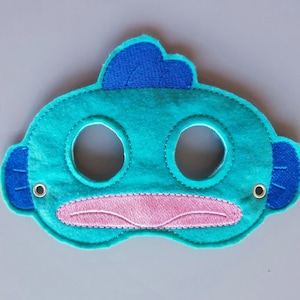 Children's Embroidered felt mask Blue Fish image 1