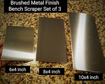 Stainless Steel Brushed Metal Finish Bench Scraper Set of Three Plain