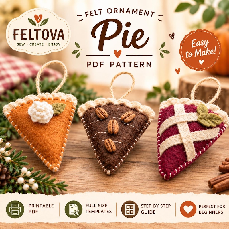 Felt Pie Ornament Pattern - Etsy